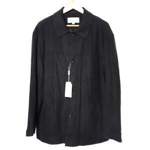 Pronto Uomo Jacket Men XL Shacket Black Texture Viscose Casual Button Pockets